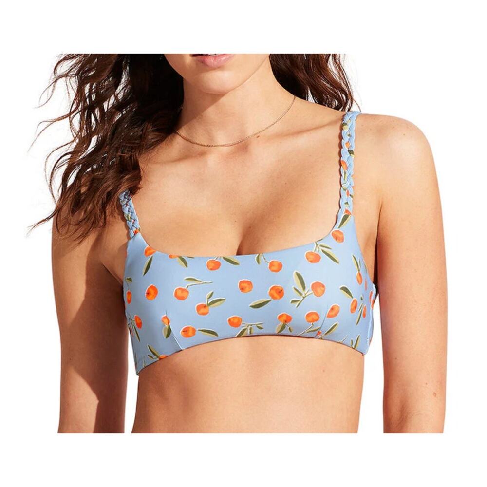 Seafolly Women's Powder Blue Bralette Reversible Hipster Bikini Set Size 8